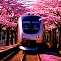 新旧、桜のトンネルを往く鉄道 2枚目