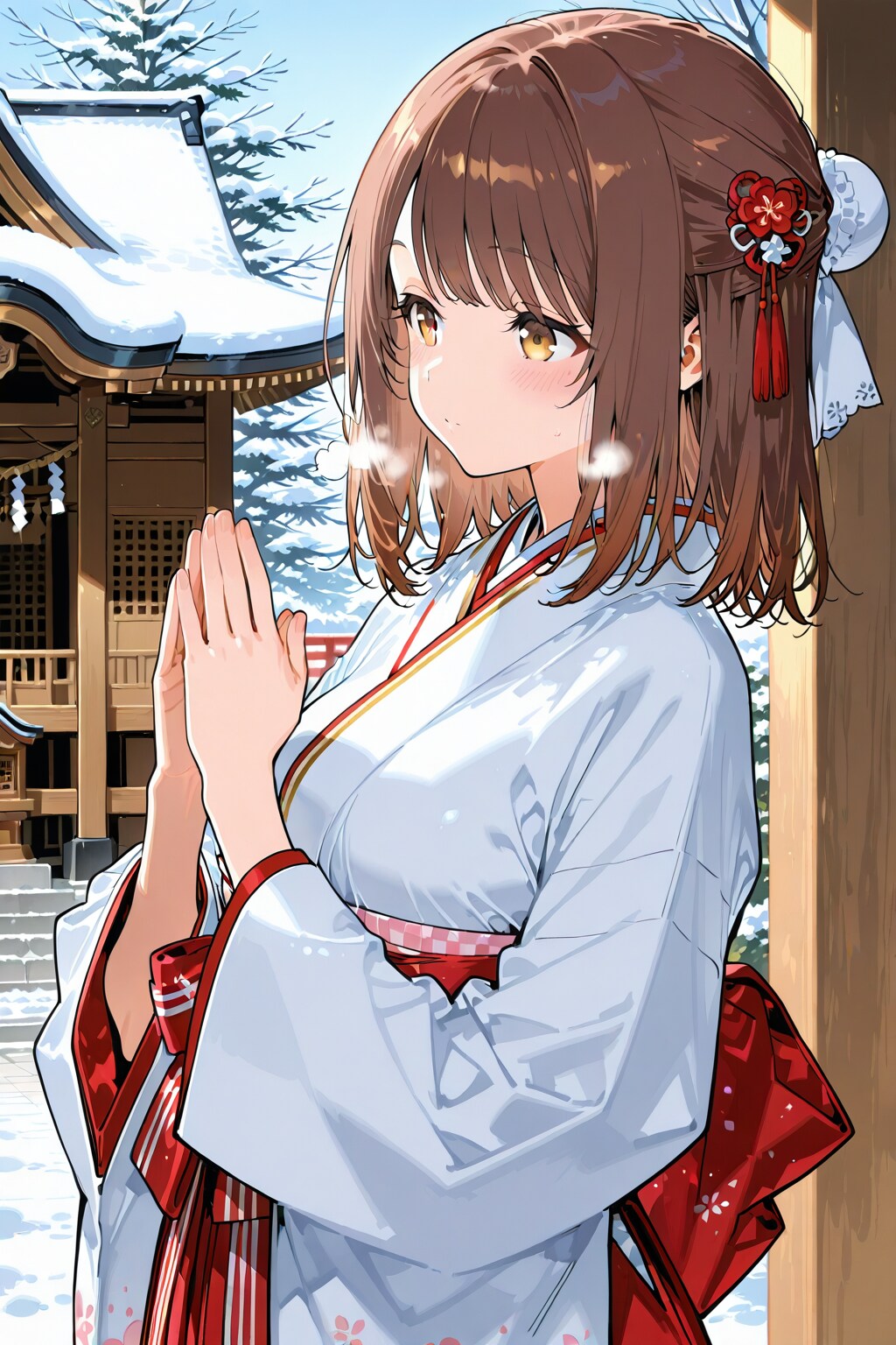 巫女衣装の心実