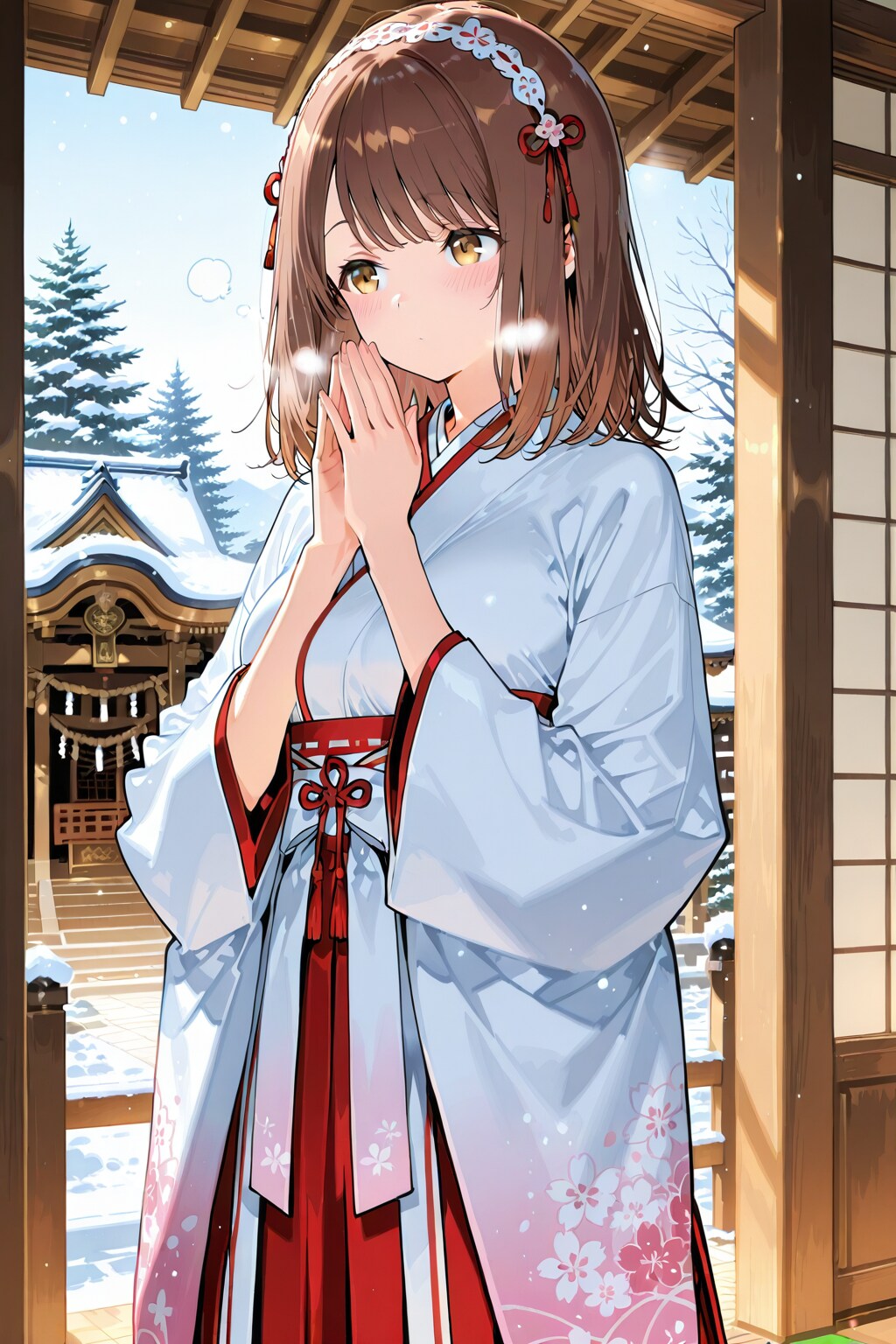 巫女衣装の心実
