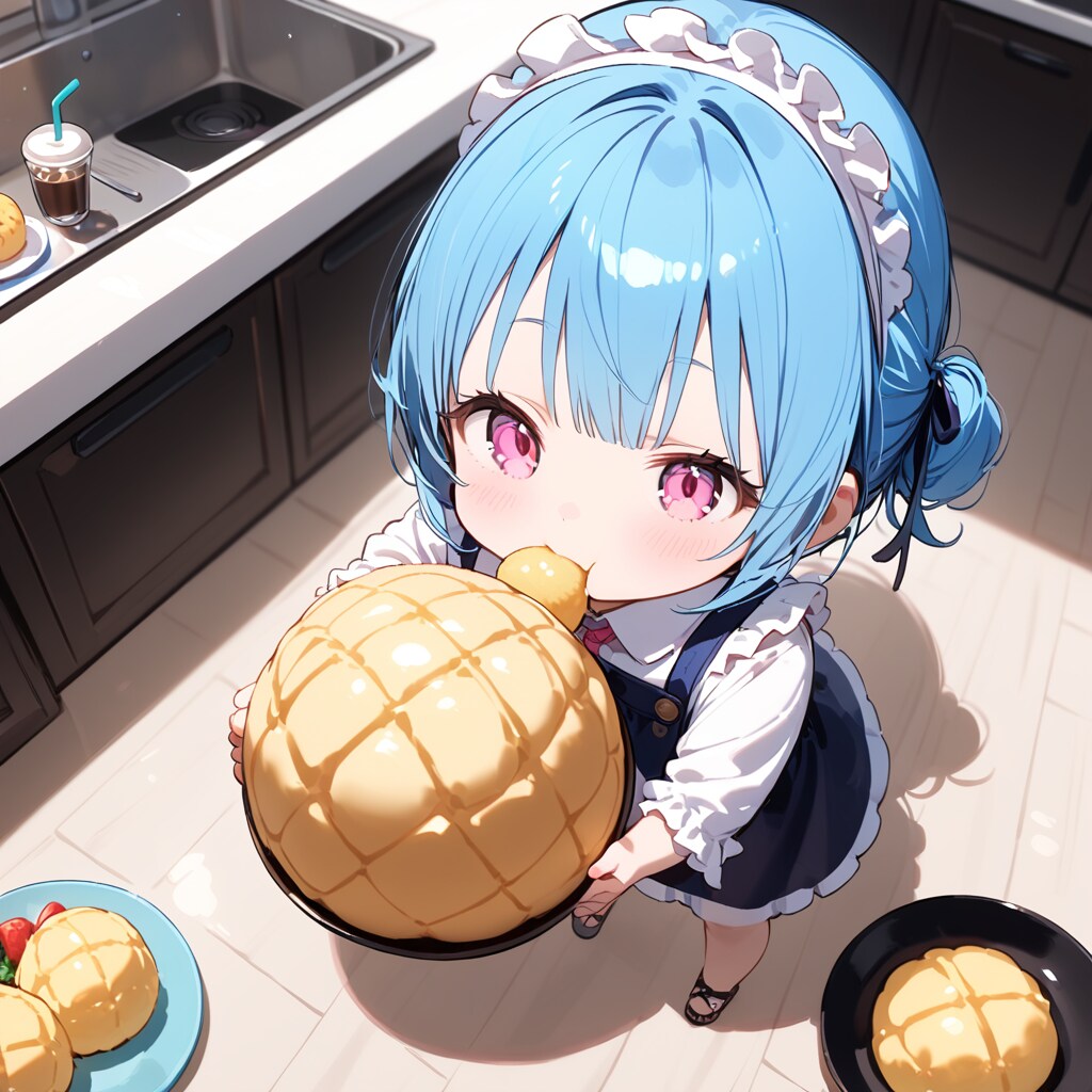 摩訶不思議食堂ベーカリー店で買ってきたメロンパンを朝食で食べるちびっこ達。