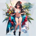 夏のお花とビキニ 2枚目