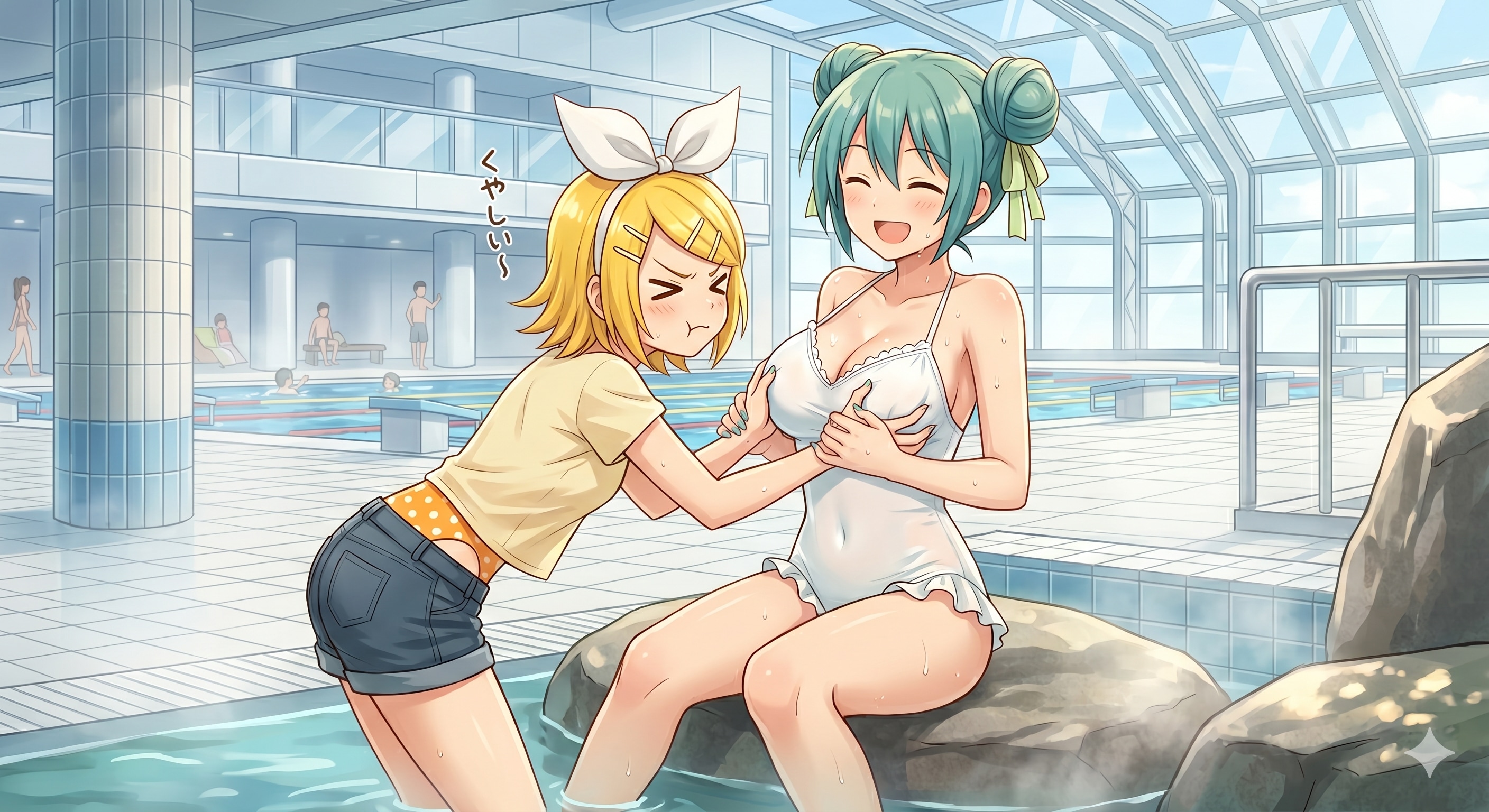 室内プールでリンさん くやしい～！