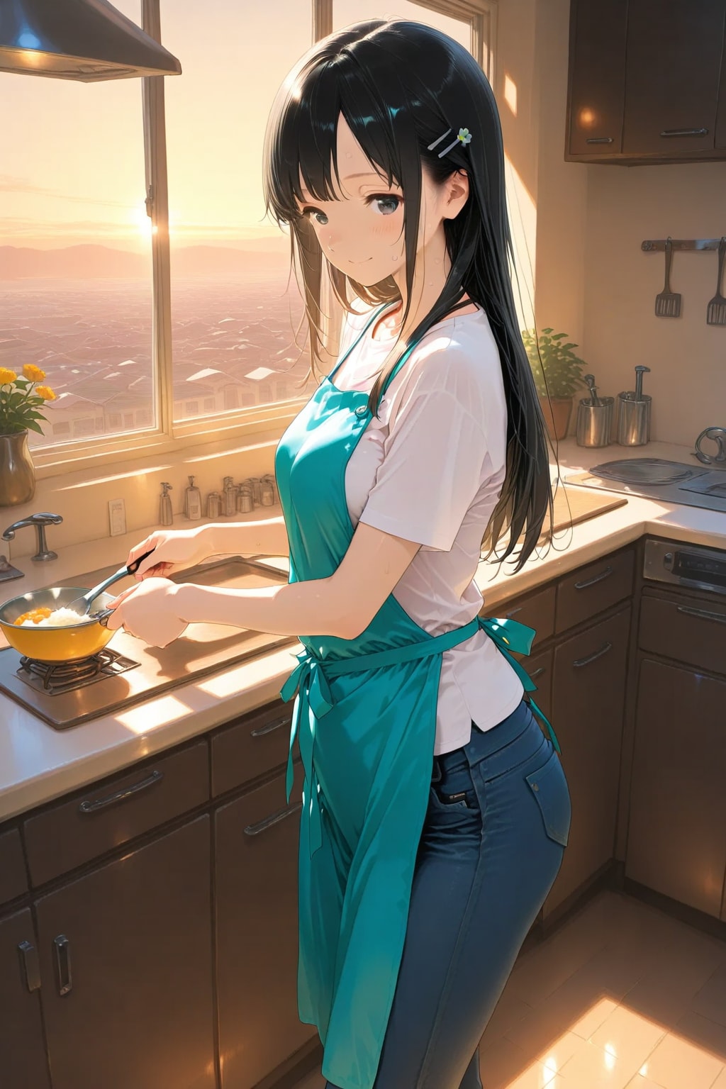 夕食の準備をする三女ちゃん☃️✨