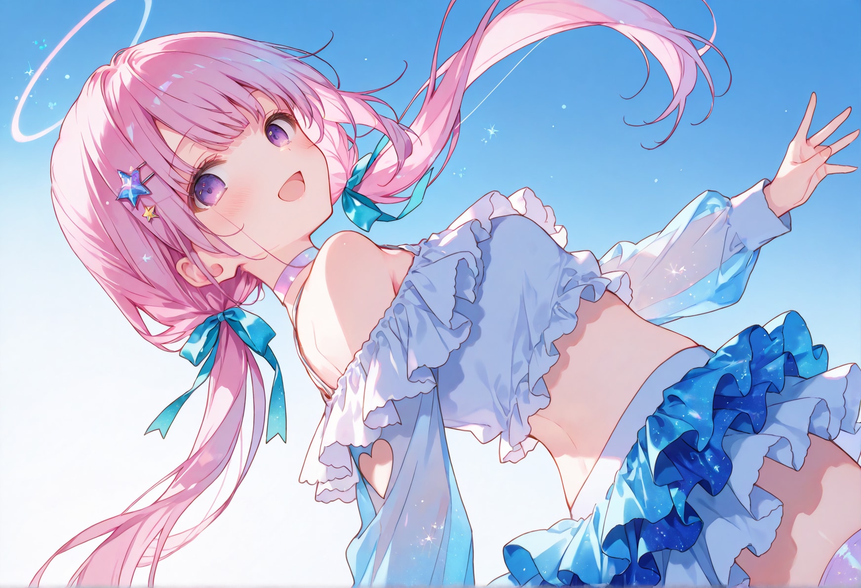 蒼穹を舞う桃色の天使 | の人気AIイラスト・グラビア