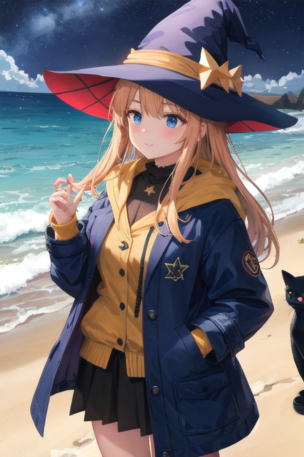 砂浜の魔女と星空