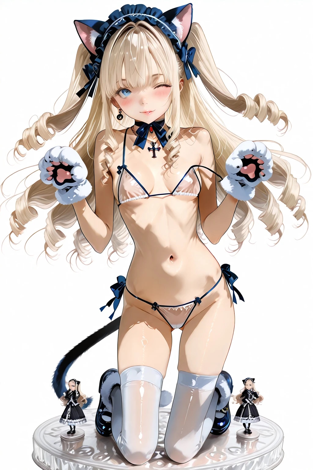 フィギュアっぽい感じな猫水着少女
