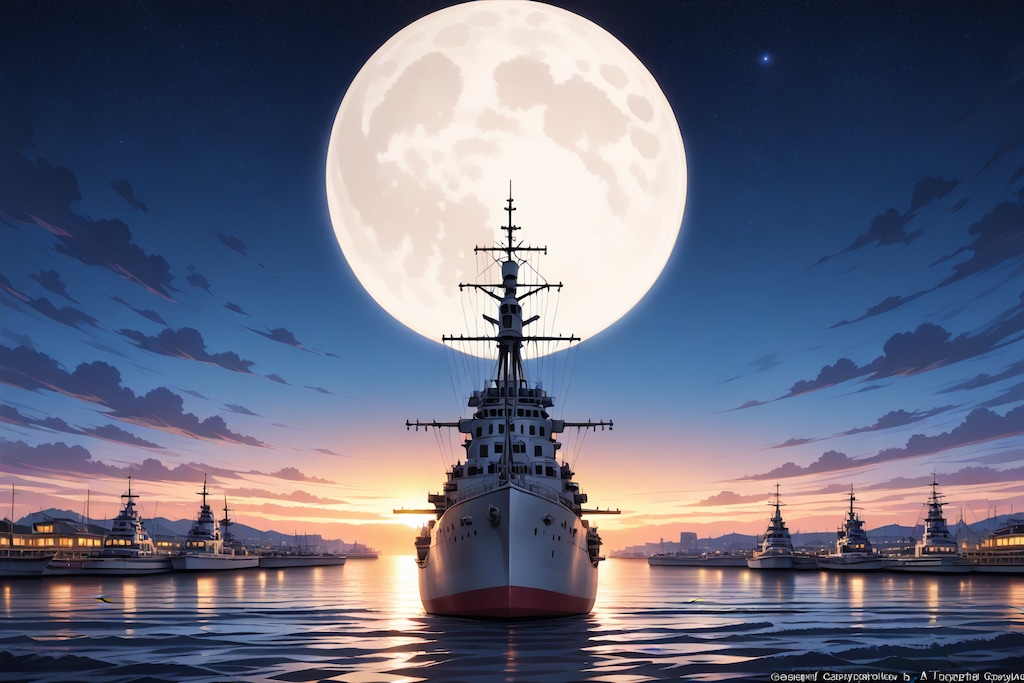 軍艦と月夜