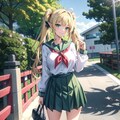 深緑のセーラー服で 2枚目
