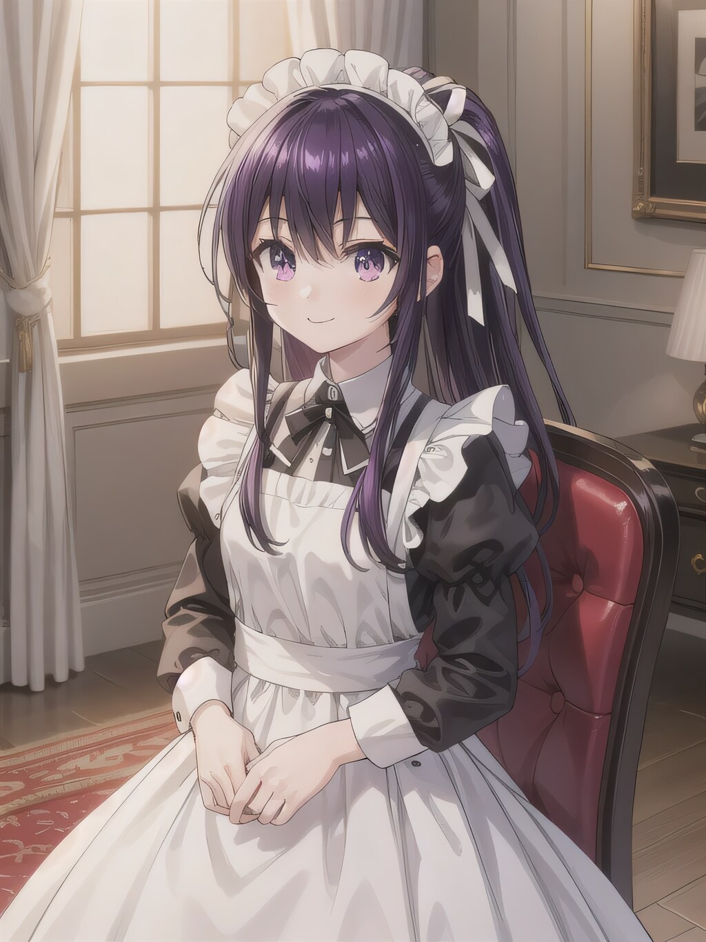 紫髪ポニテでメイド服の少女