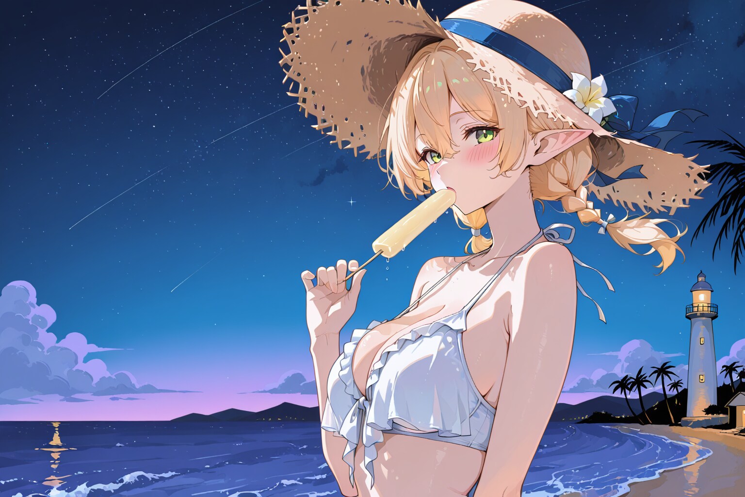 夜の海辺