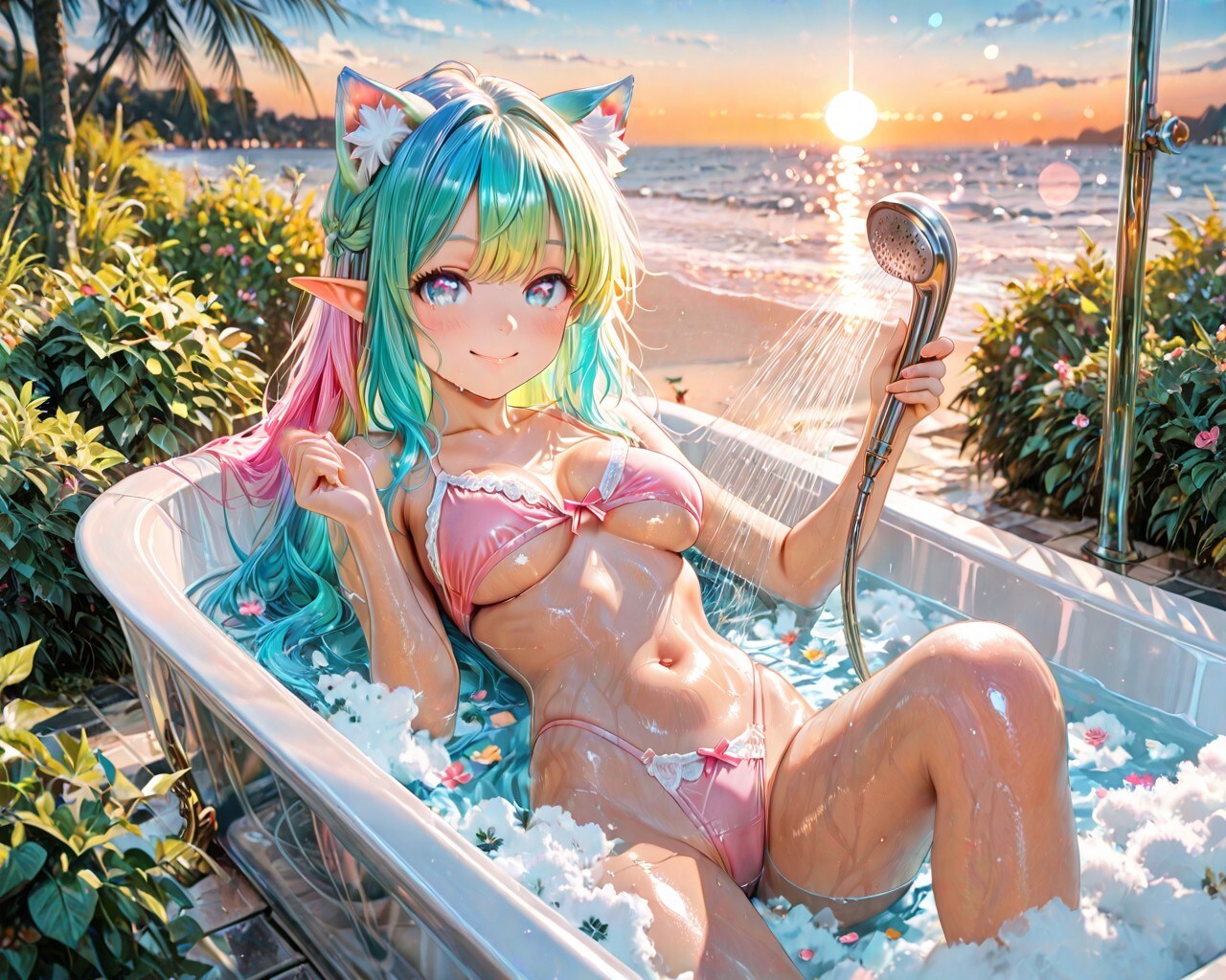 11枚）ビーチで入浴