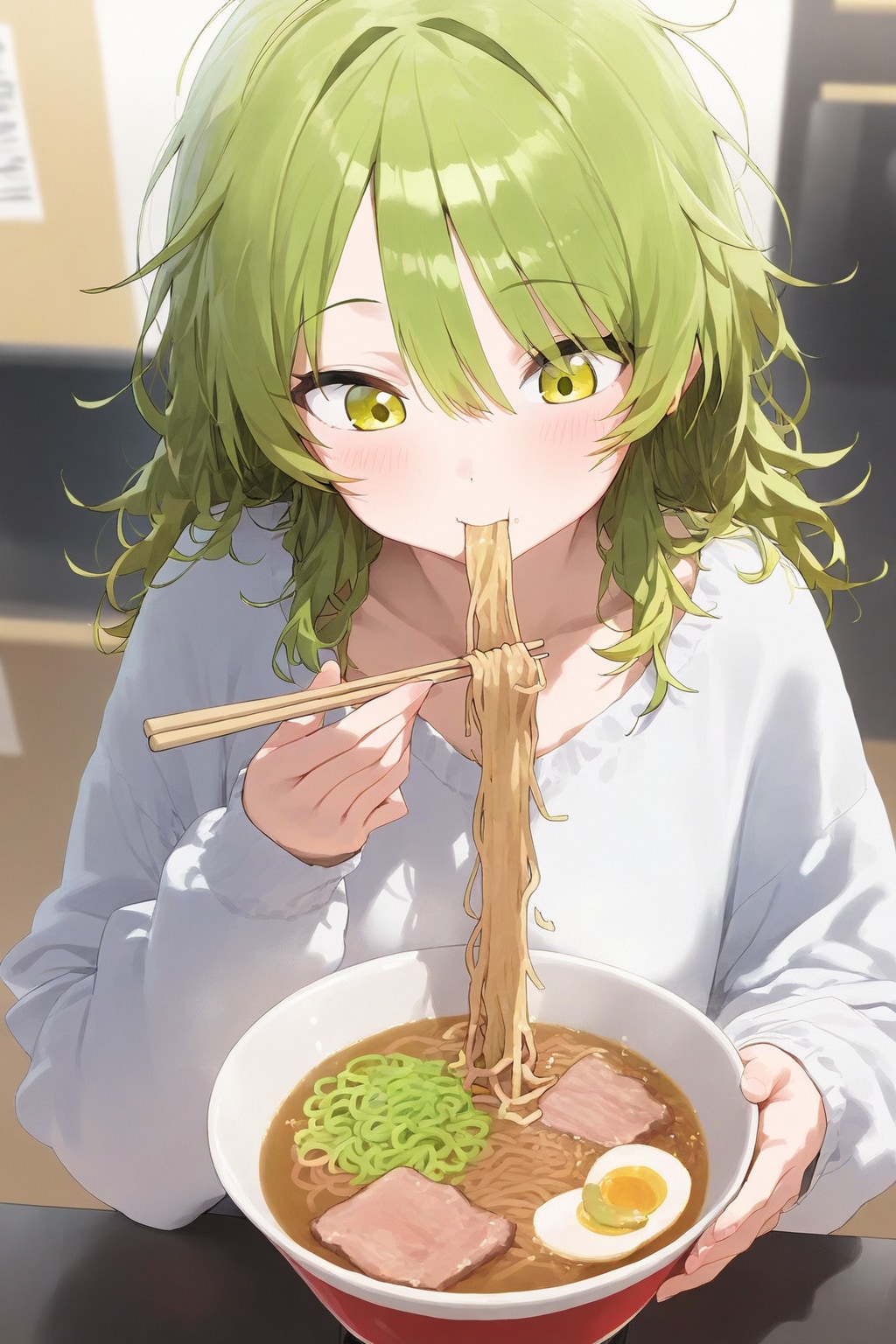 MESSちゃん、ラーメンを食べる🍜 | の人気AIイラスト・グラビア