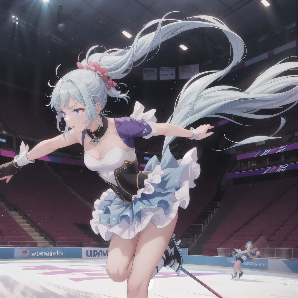 青髪ポニテでフィギュアの少女