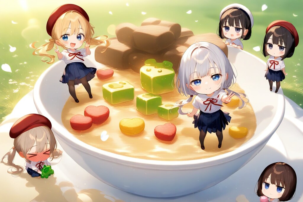 左下、グミの形が可愛くて食べるのに難儀するちびちゃん。