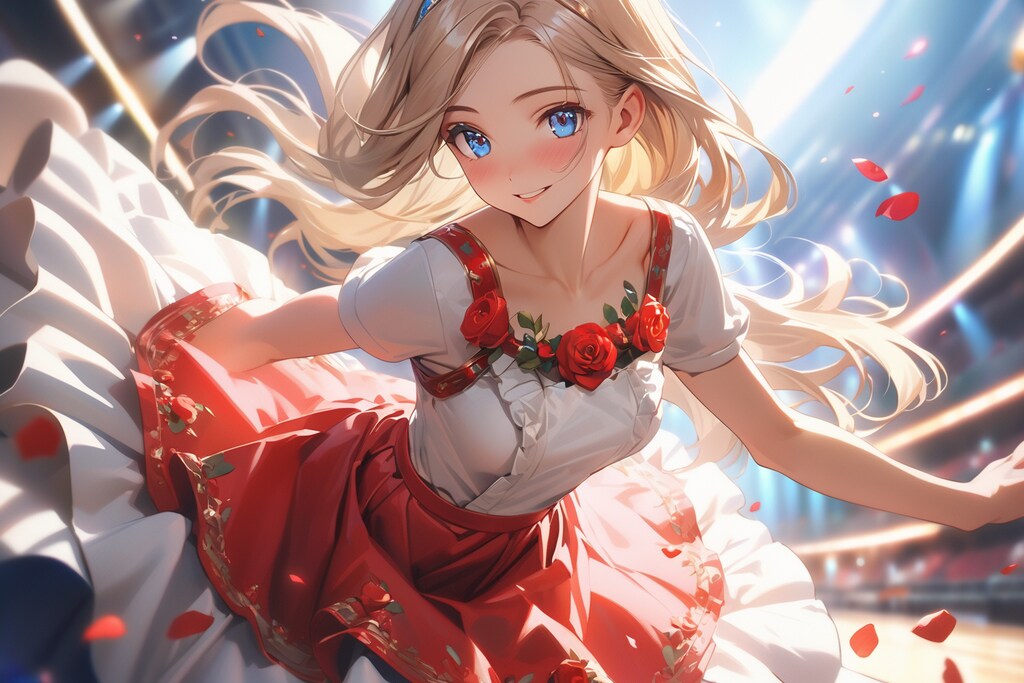 赤い薔薇をあしらった衣装