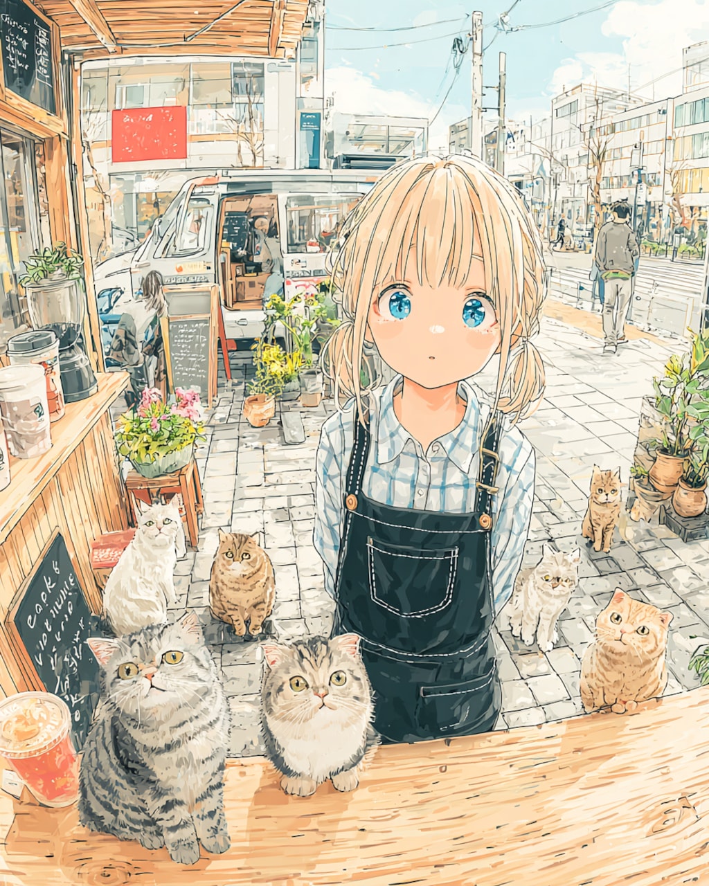 今日のいちばん乗りは、ねこたちでした