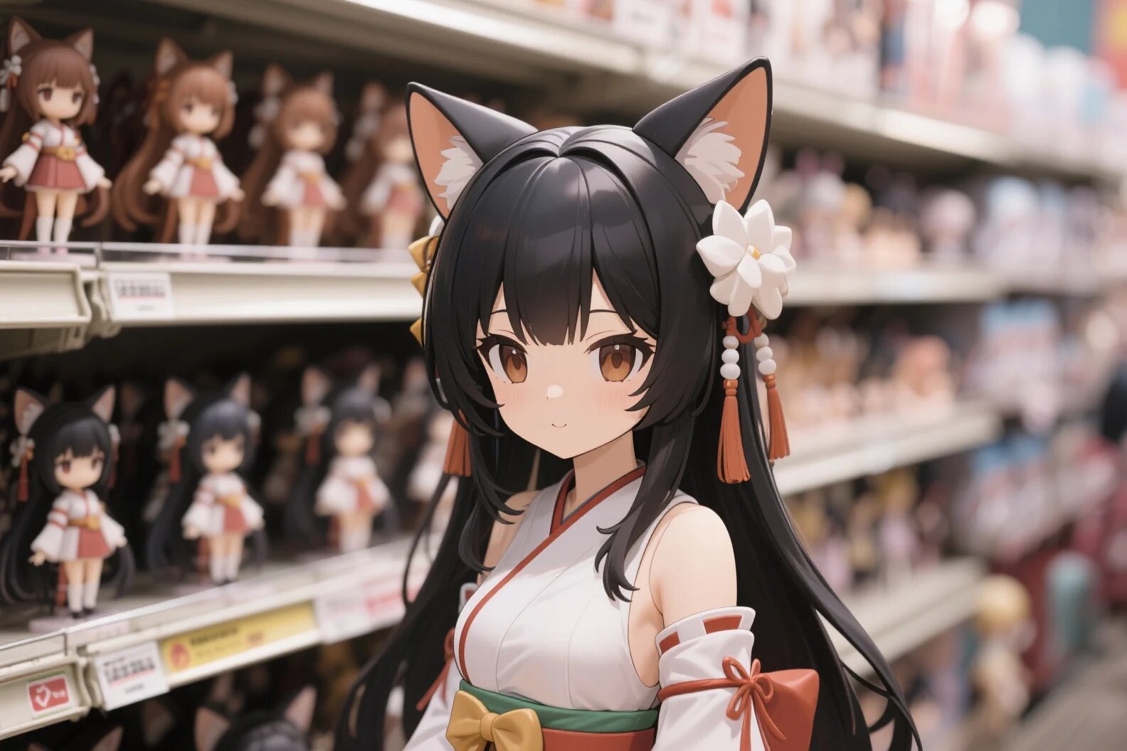 商品棚に大量に並ぶさくらちゃんフィギュア | の人気AIイラスト・グラビア