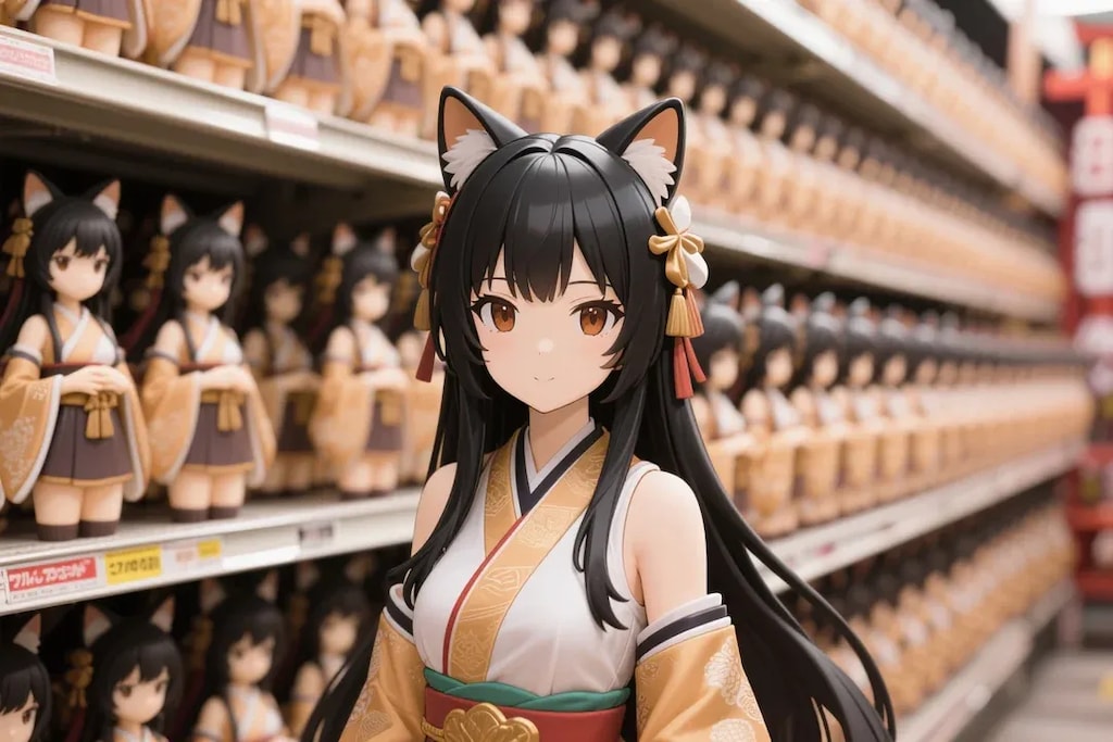 商品棚に大量に並ぶさくらちゃんフィギュア