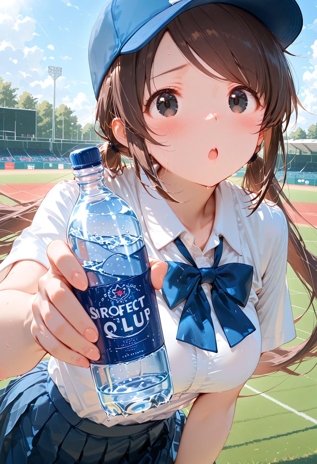 水を勧める野球部マネージャー