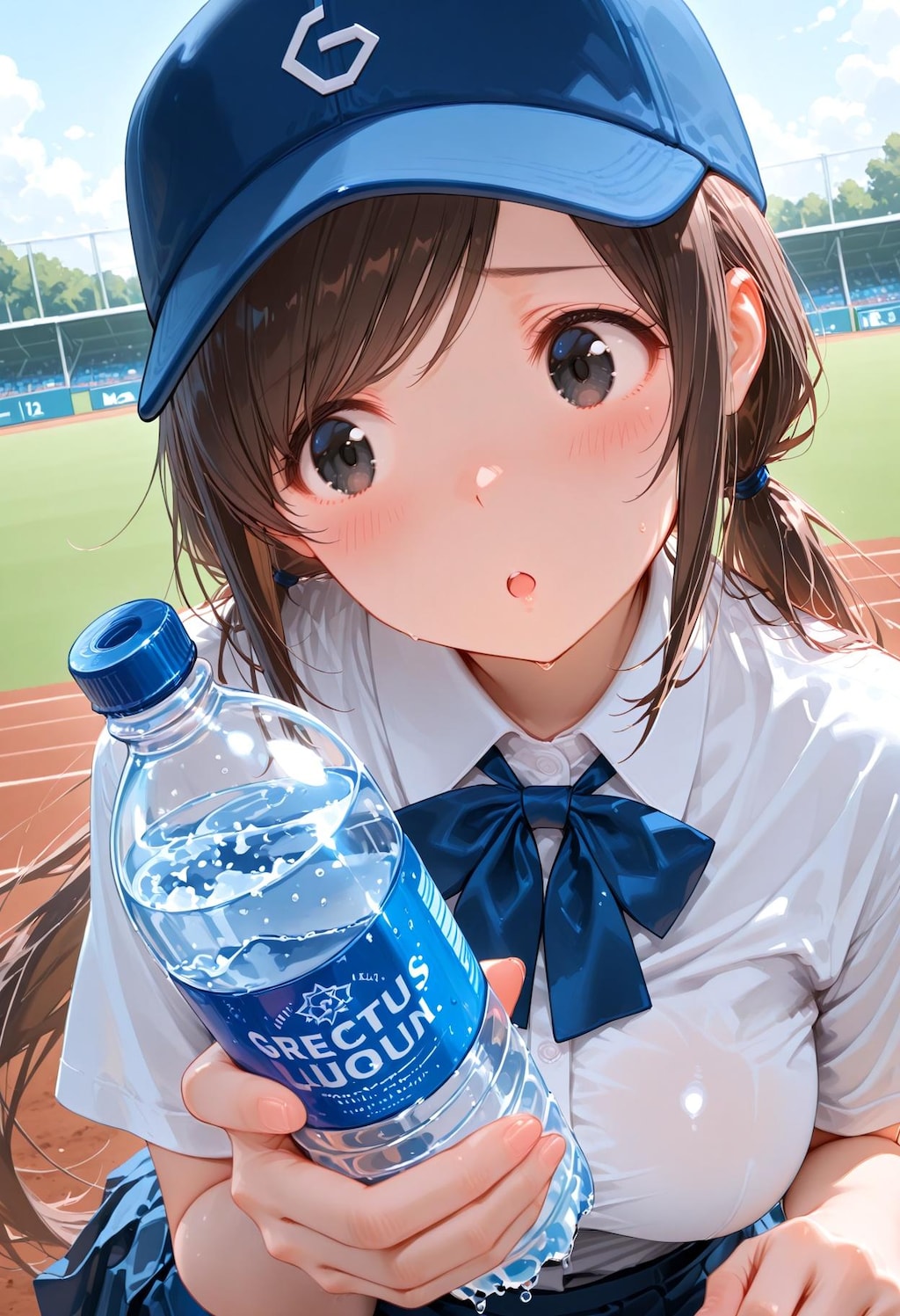 水を勧める野球部マネージャー