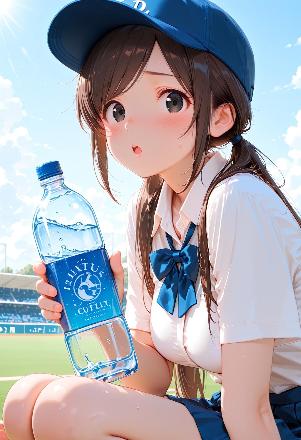 水を勧める野球部マネージャー