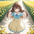 花畑で春色コーデな小さな女の子 4枚目