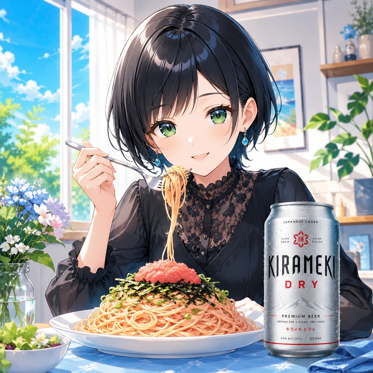 たらこスパゲッティを食べる藍音ちゃん | の人気AIイラスト・グラビア