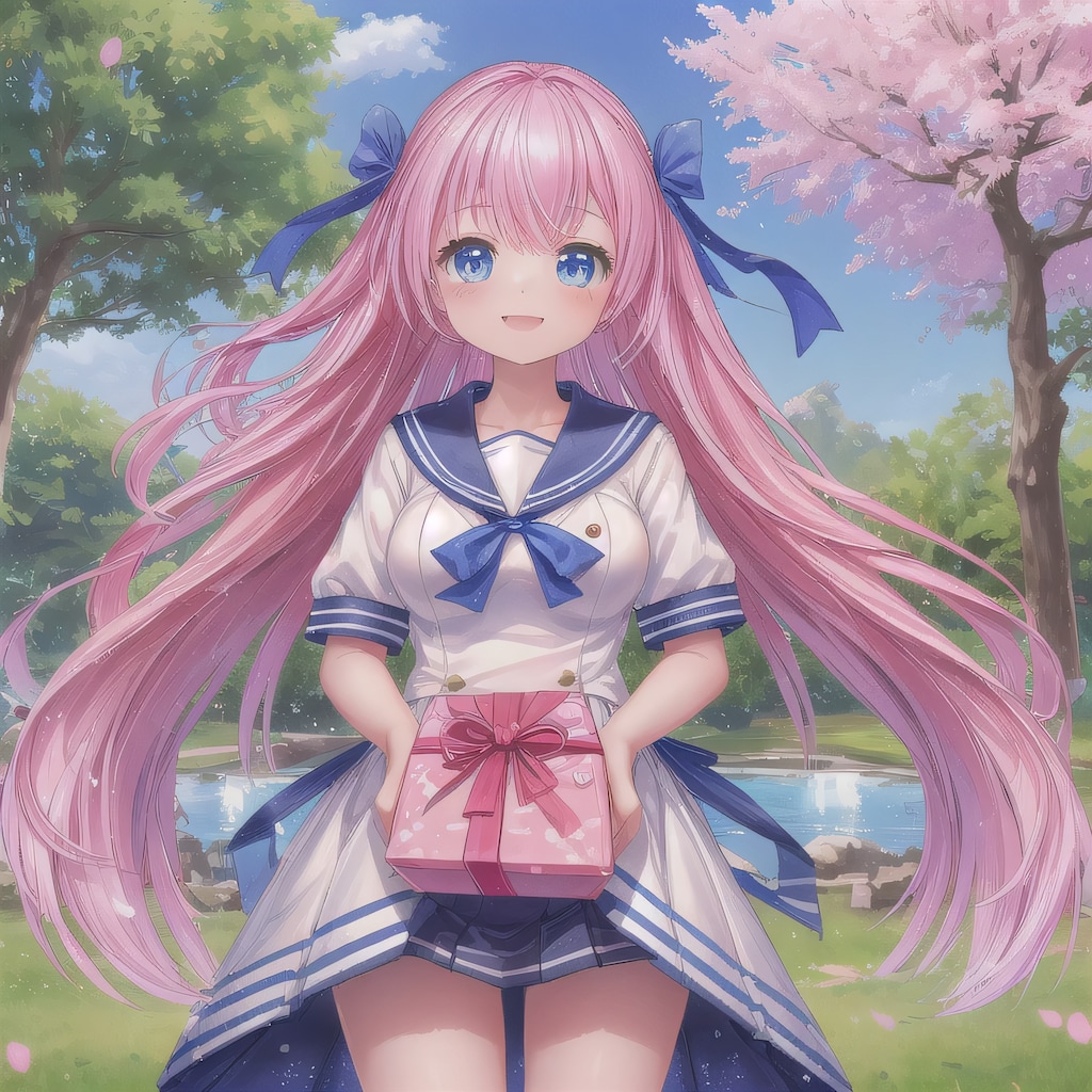 ピンク髪ロングでセーラー服の少女１４