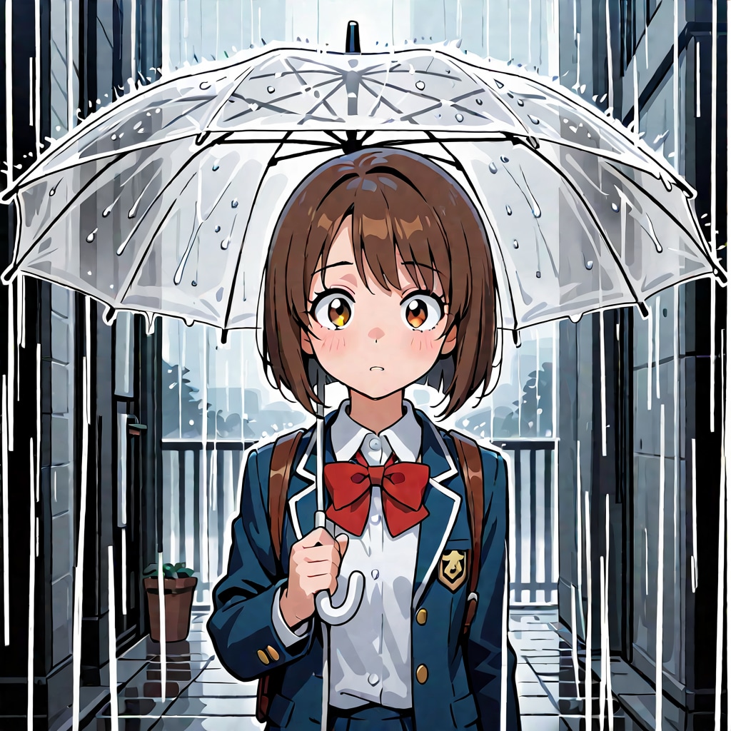 雨の中。彼が家から出てくるのを待っています