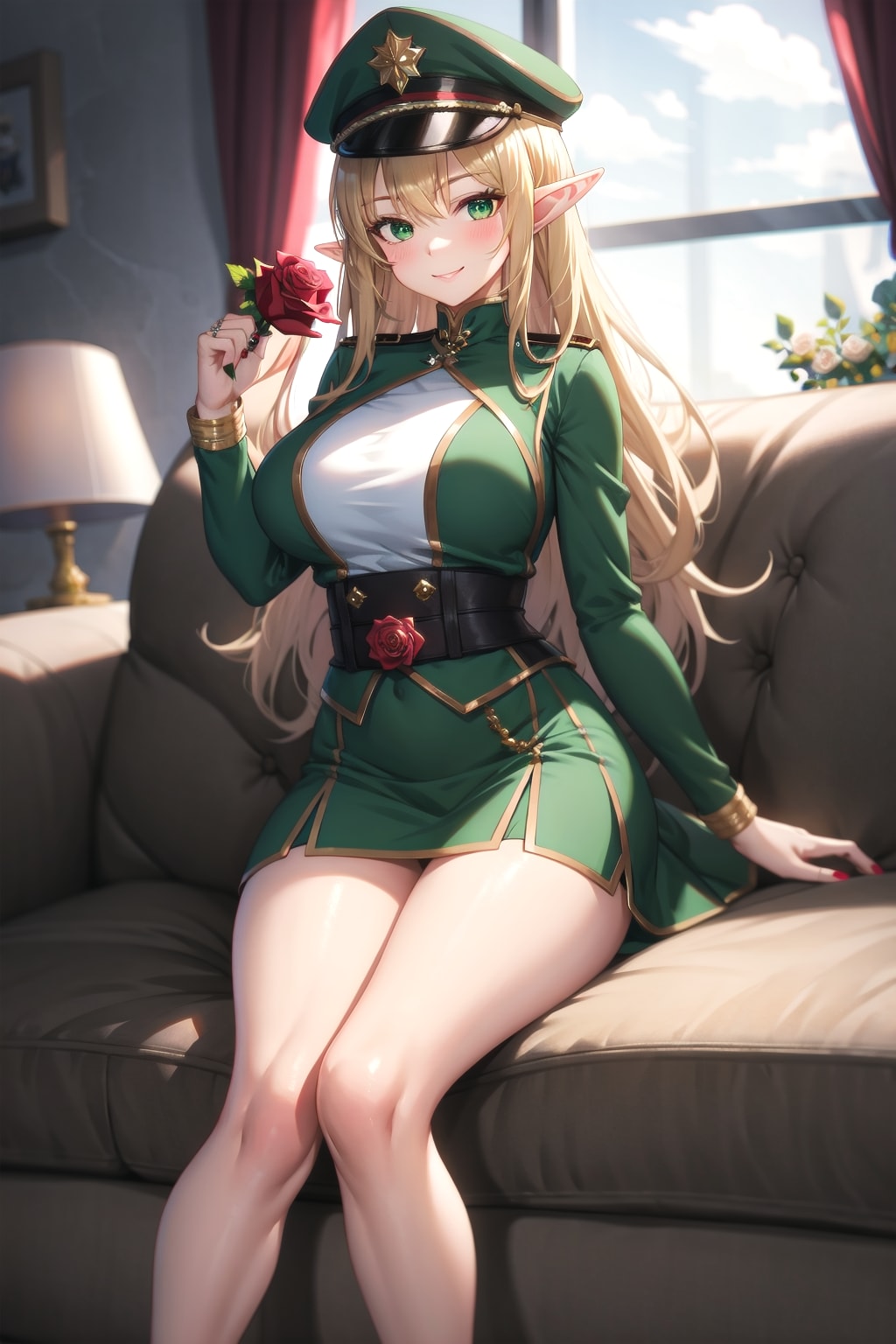 薔薇とエルフの若奥様とミニスカート