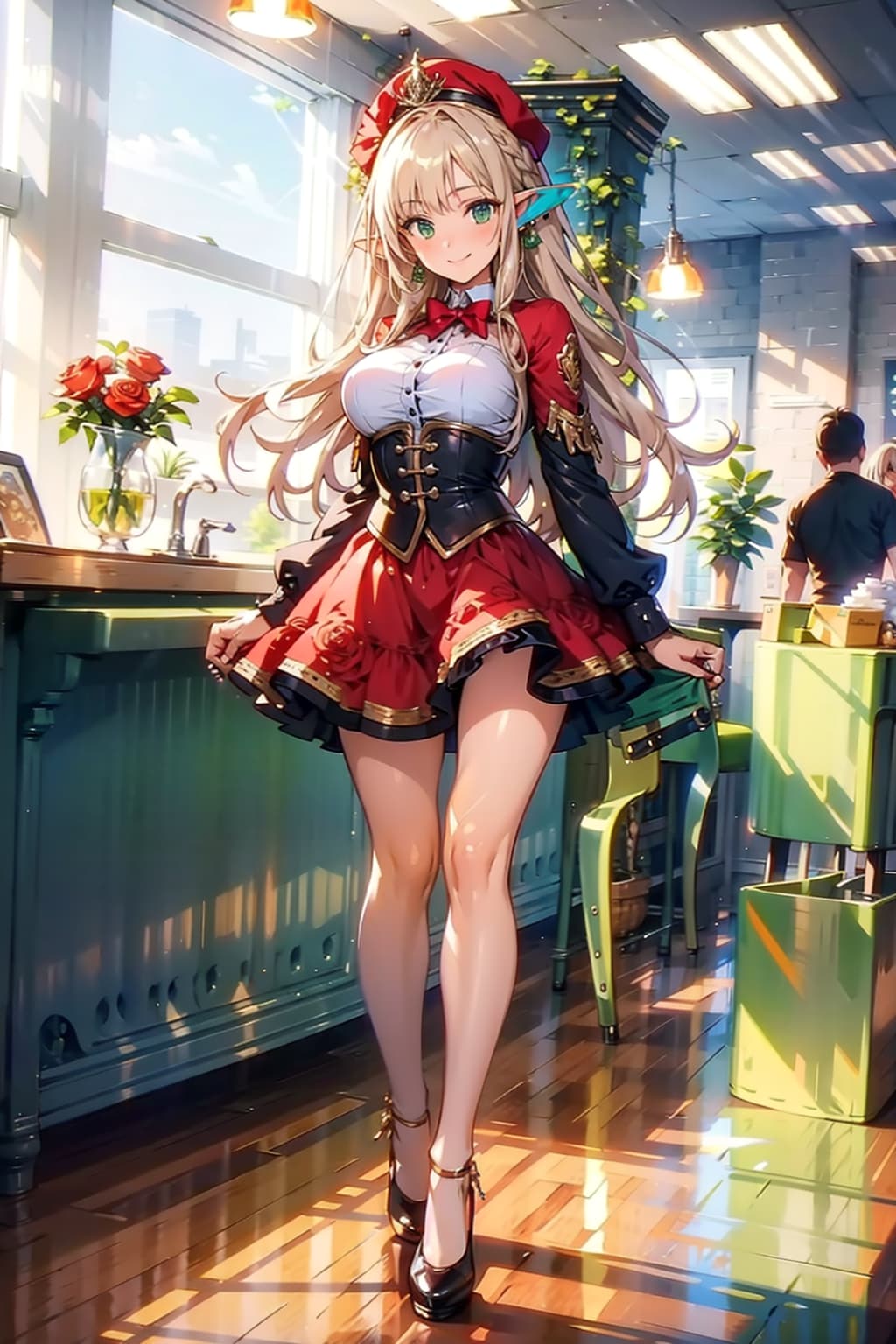 薔薇とエルフの若奥様とミニスカート