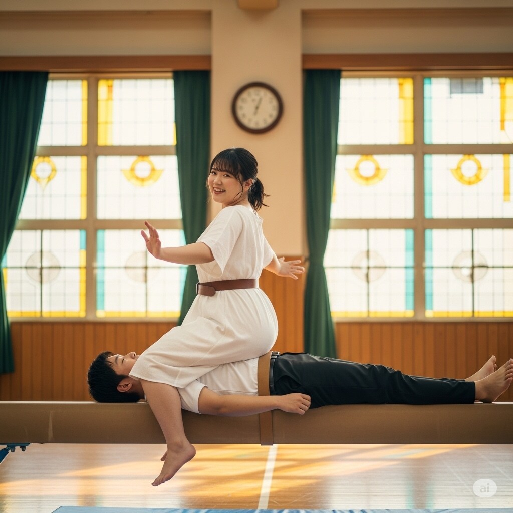 平均台とぽっちゃりちゃん