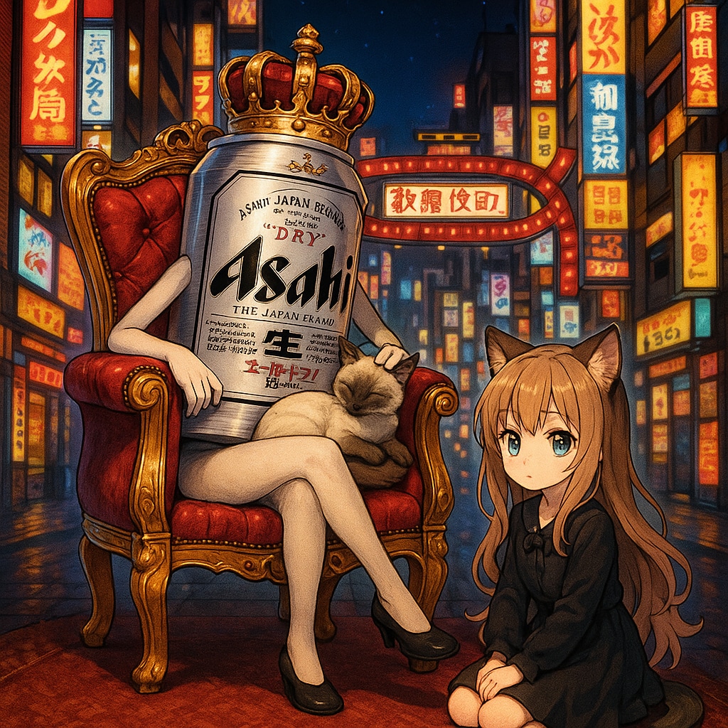 歌舞伎町の女王のビール缶と部下の小さな女の子