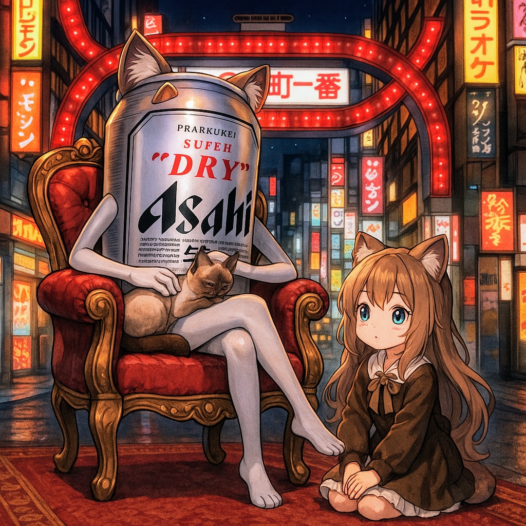歌舞伎町の女王のビール缶と部下の小さな女の子