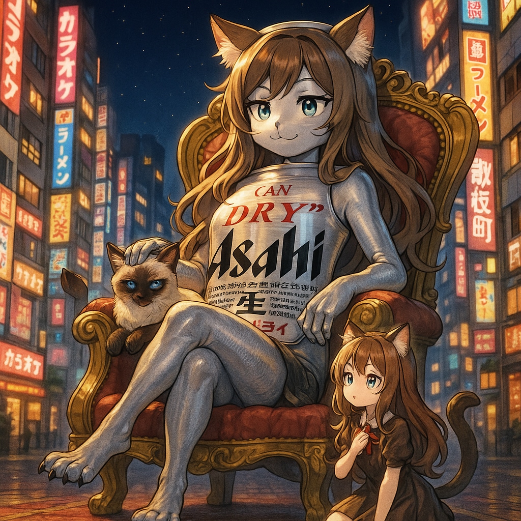 歌舞伎町の女王のビール缶と部下の小さな女の子