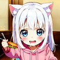 ハンバーガーで大喜びする猫耳幼女 3枚目