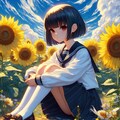 ひまわりと女の子🌻 2枚目