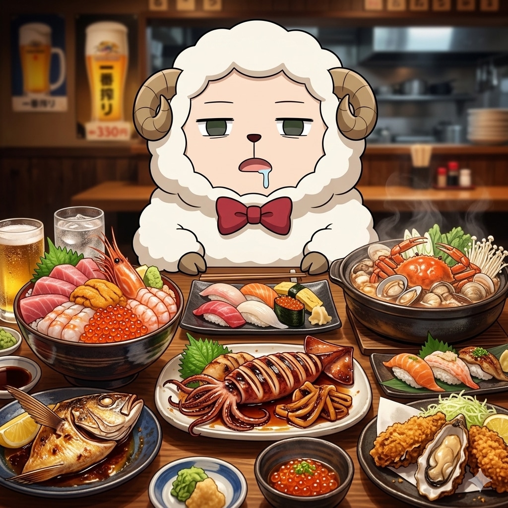深夜メシの誘惑に耐えられないヒツジ