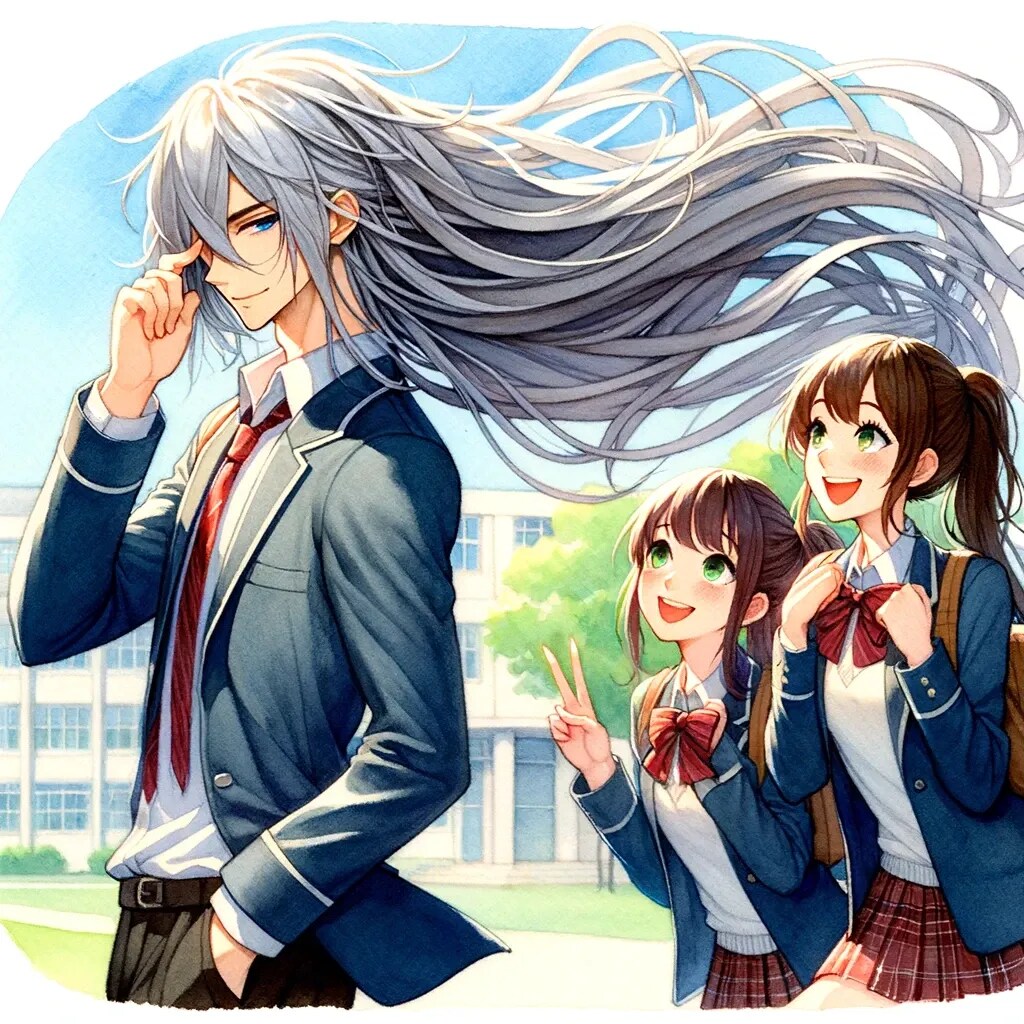 長髪男子高校生