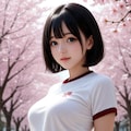 白靴下ブルマと桜花　フォト系 2枚目