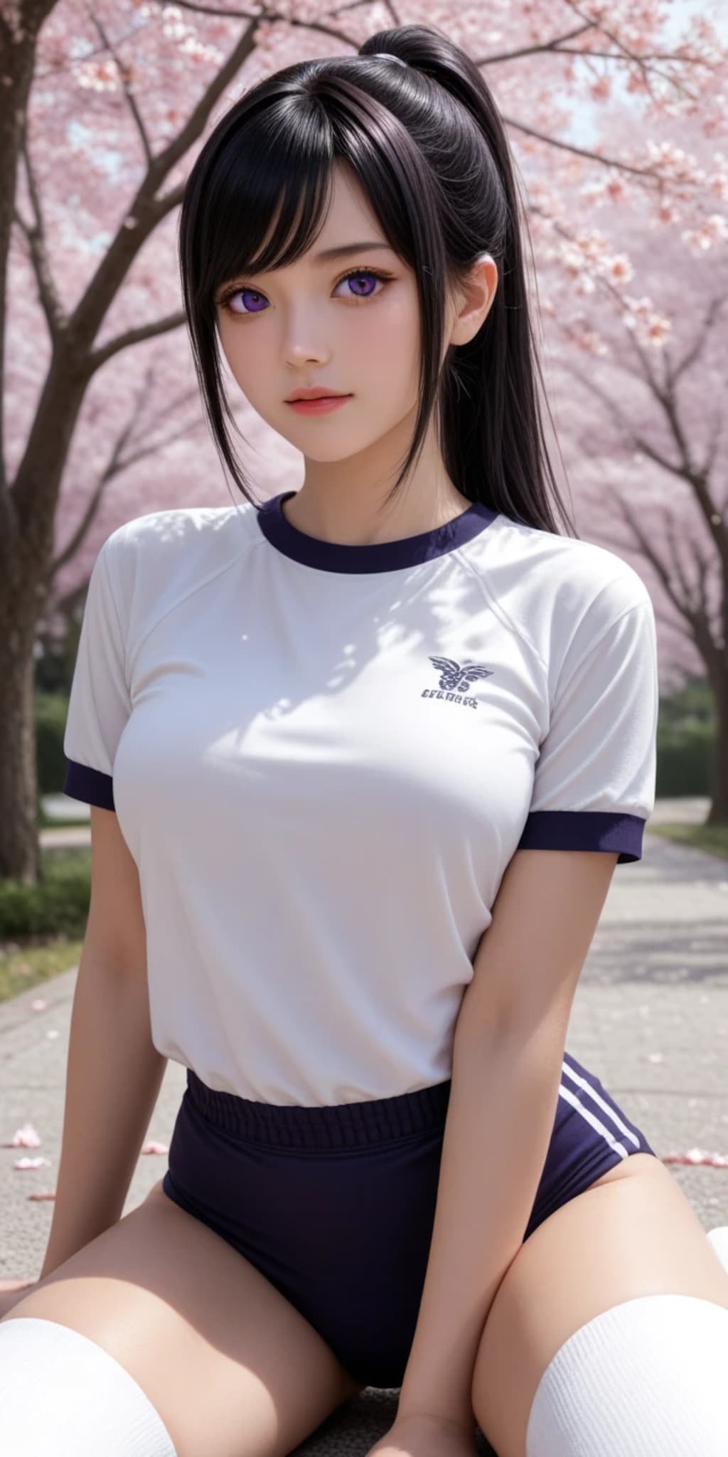 白靴下ブルマと桜花　フォト系