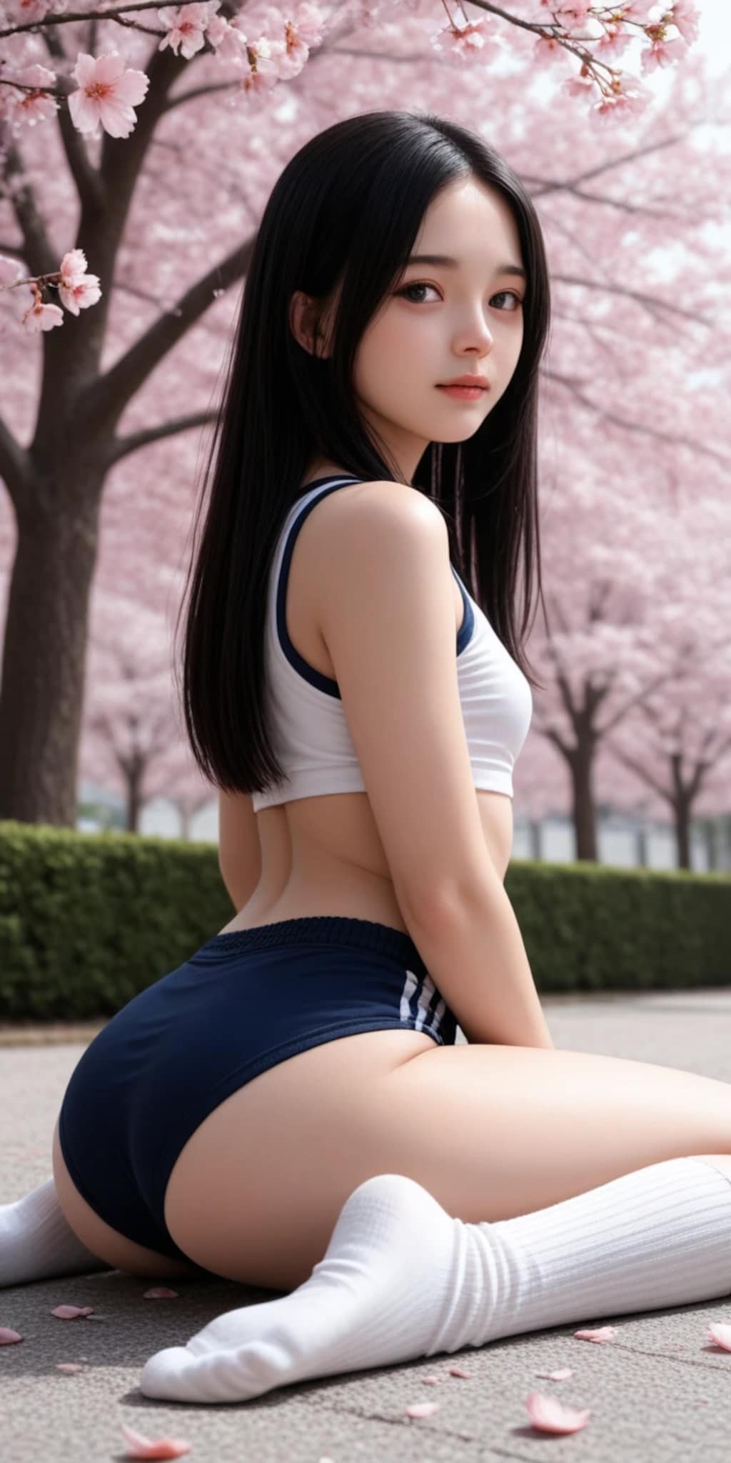 白靴下ブルマと桜花　フォト系