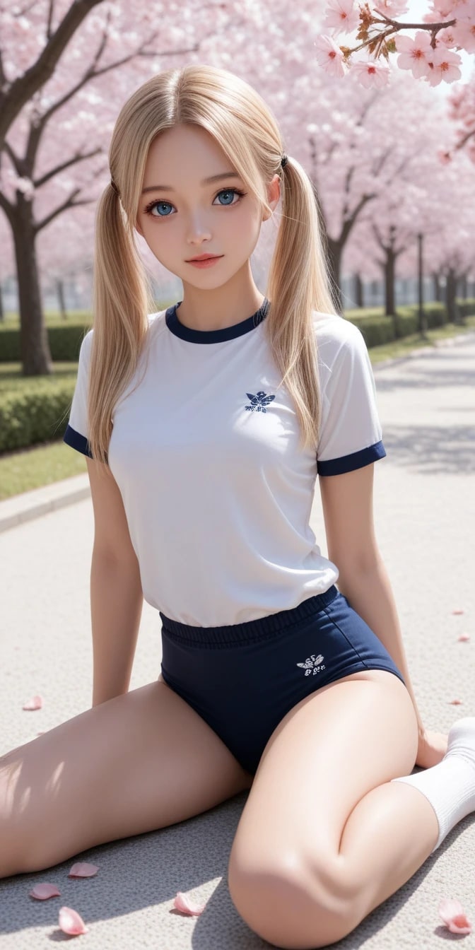 白靴下ブルマと桜花　フォト系