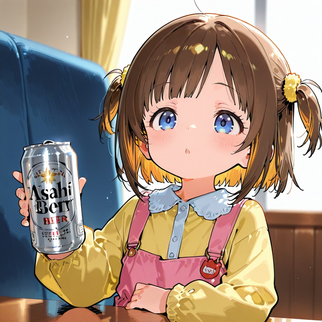 ビール缶と小さな女の子