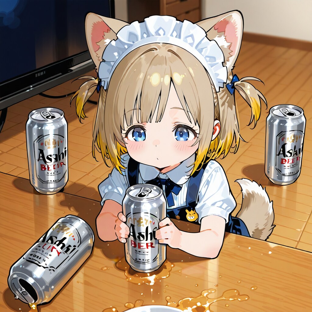 ビール缶と小さな女の子