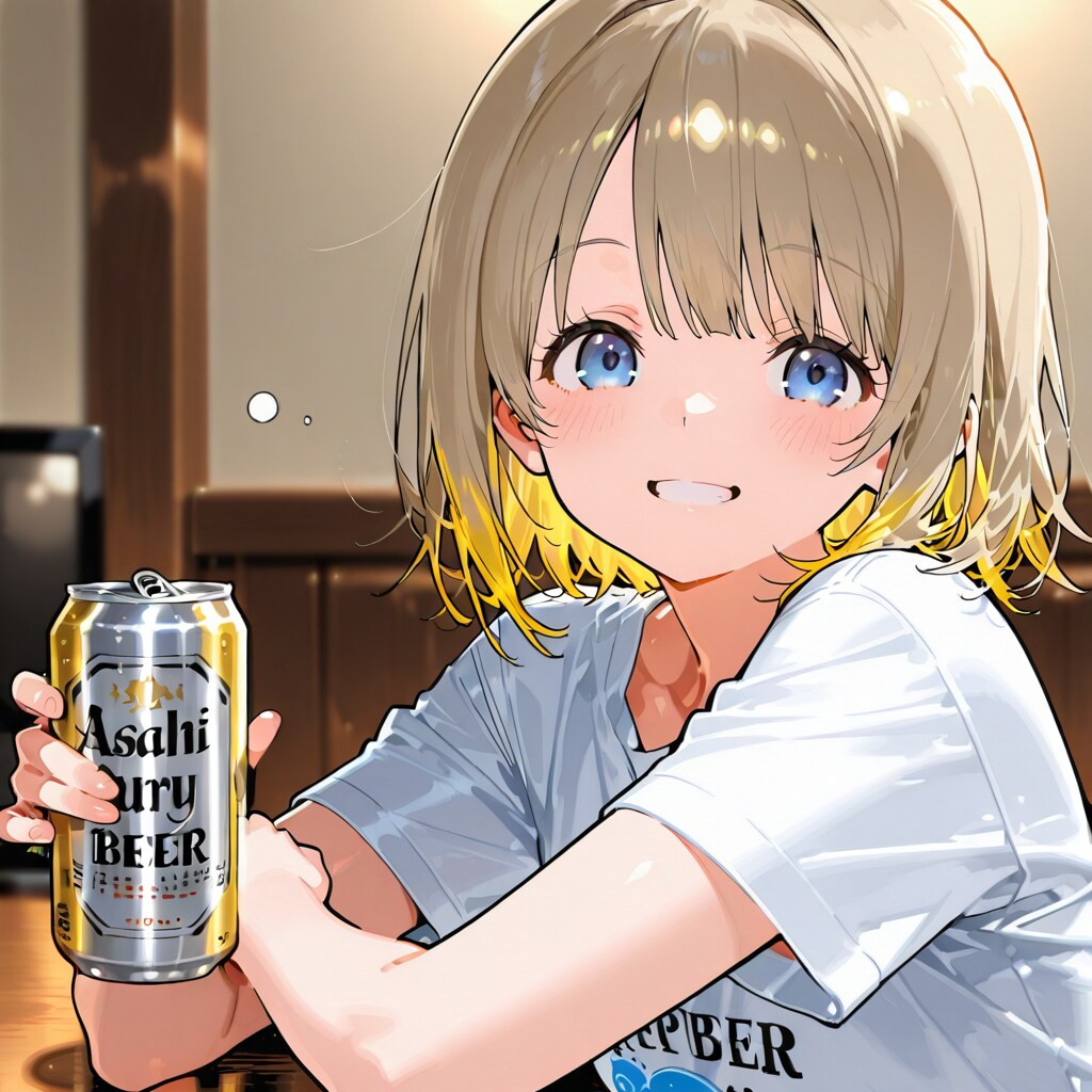 ビール缶と小さな女の子