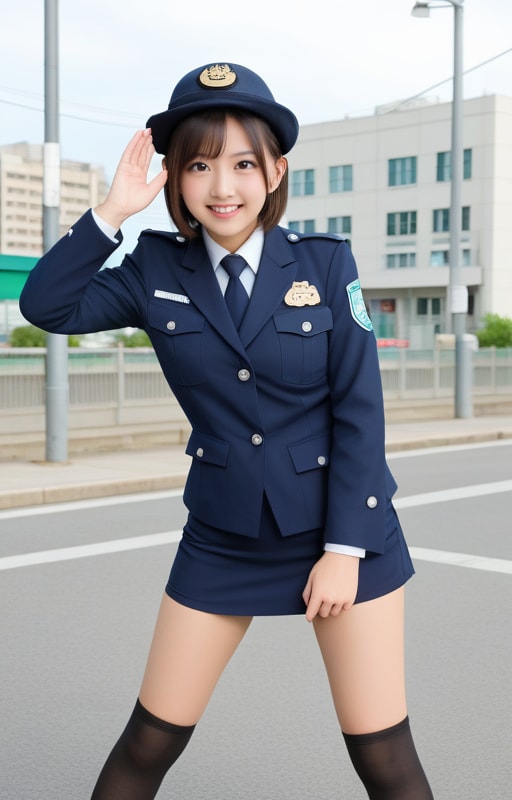 制服とニーハイ（可愛いミニスカポリス）