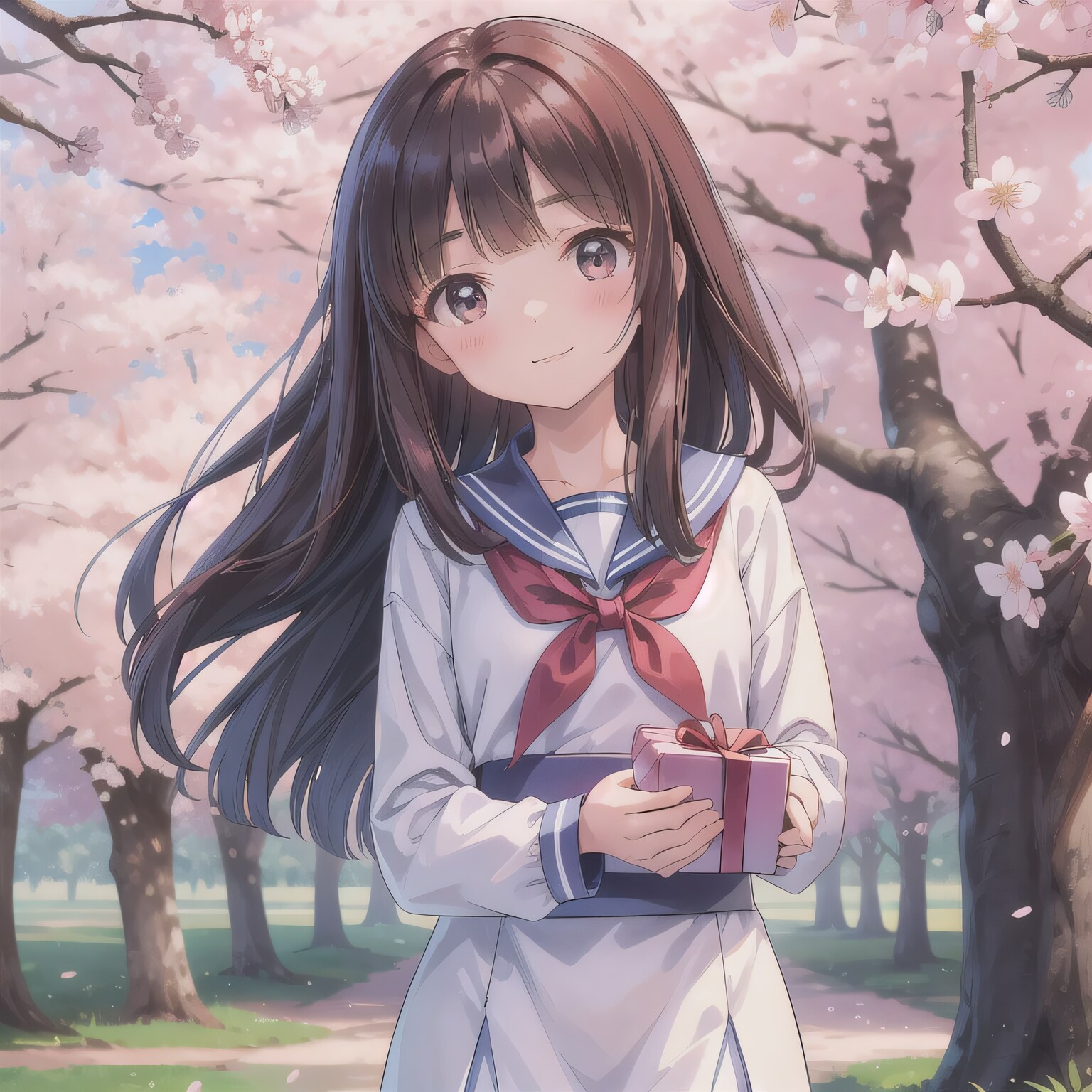 黒髪ロングでセーラー服の少女３７ | の人気AIイラスト・グラビア