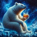 油絵＆ファンタジー、星空でウィスキーを飲む白熊 4枚目