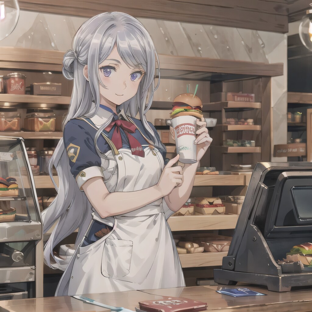 銀髪ロングでクルーの少女２